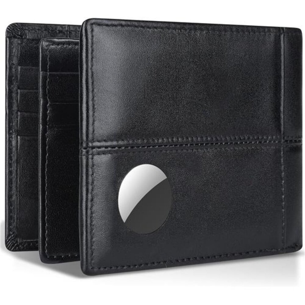 AirTag Wallet Mens RFID Blocking Genuine Bifold Leather Wallets air tag Wallet